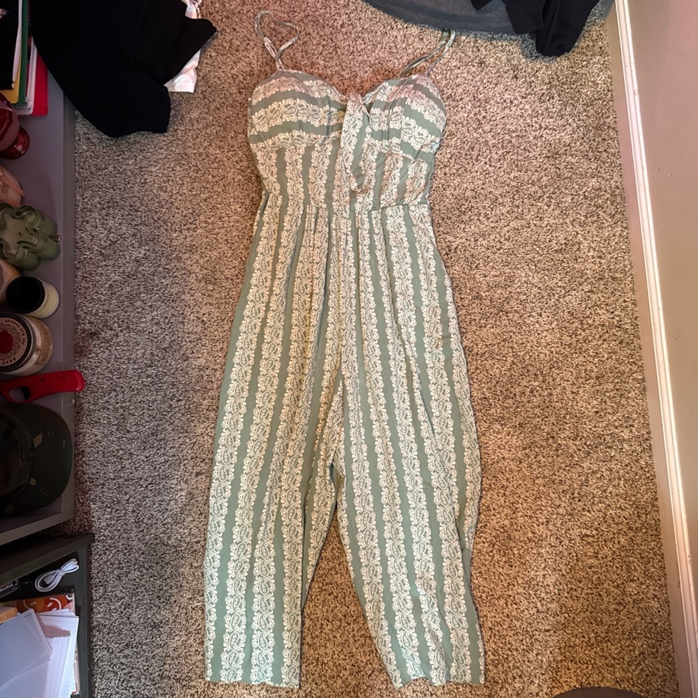 Elegant Green Striped Jumpsuit